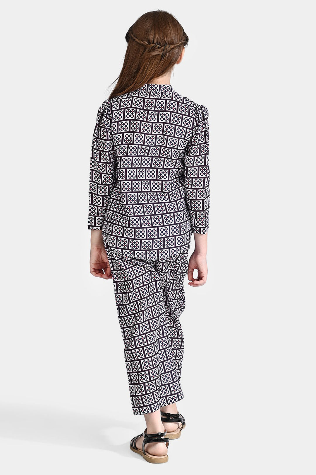 Girls poly cambric Co-Ord Set Pearl-Purple