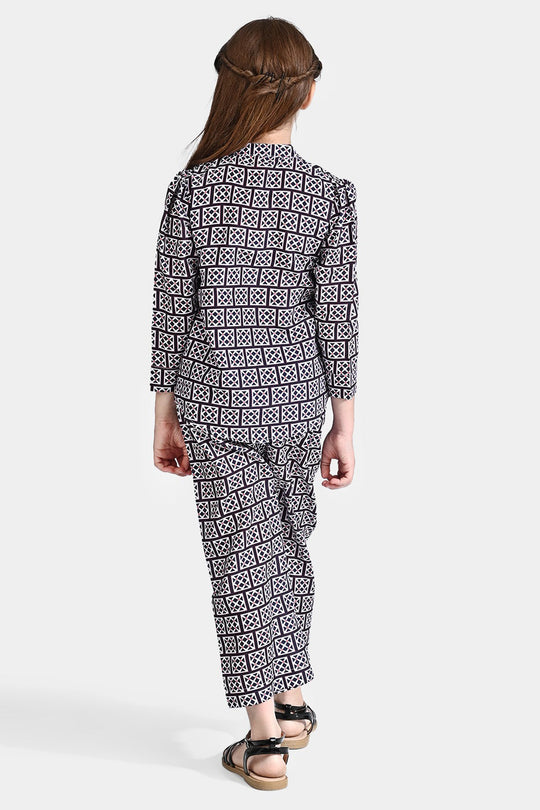 Girls poly cambric Co-Ord Set Pearl-Purple