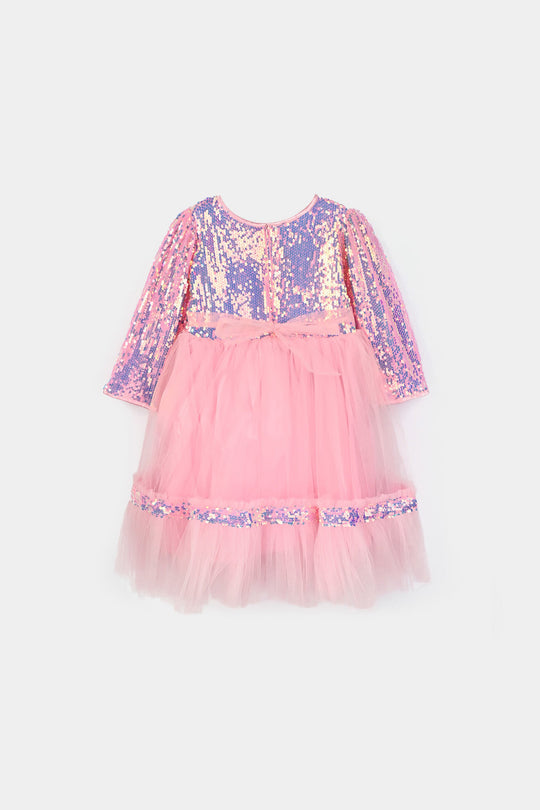 Girls Sequence Fancy Frock-Princess-Light Pink