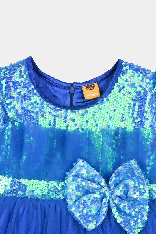 Girls Sequence Fancy Frock-Blossom-BLUE