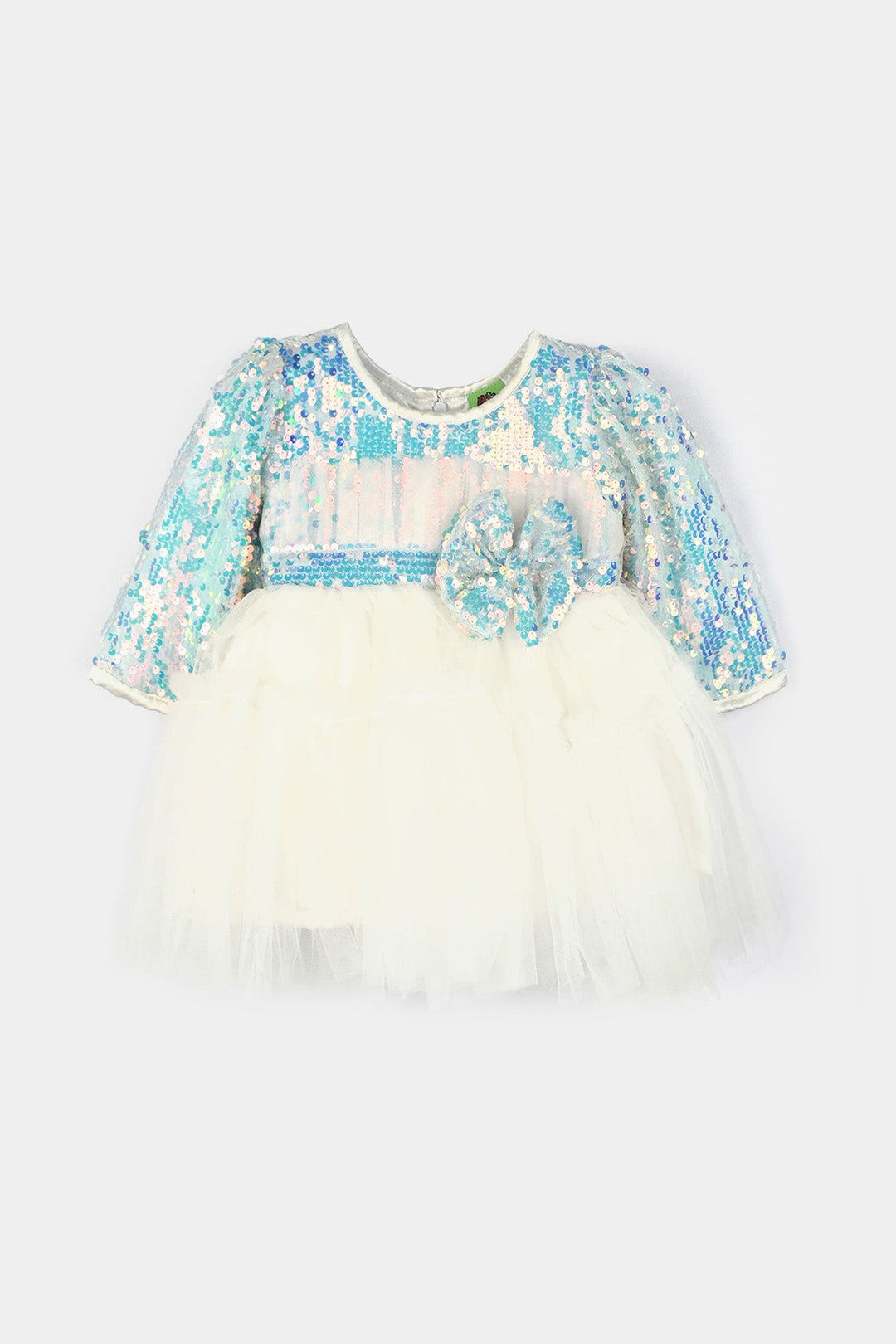 Infant Girls Sequence Fancy Frock-Blossom-Light Blue