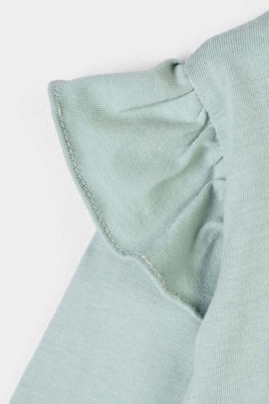 Infant Girls Cotton Jersey T-Shirt Hi Baby - Sage Green