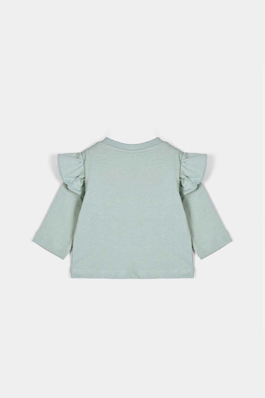 Infant Girls Cotton Jersey T-Shirt Hi Baby - Sage Green