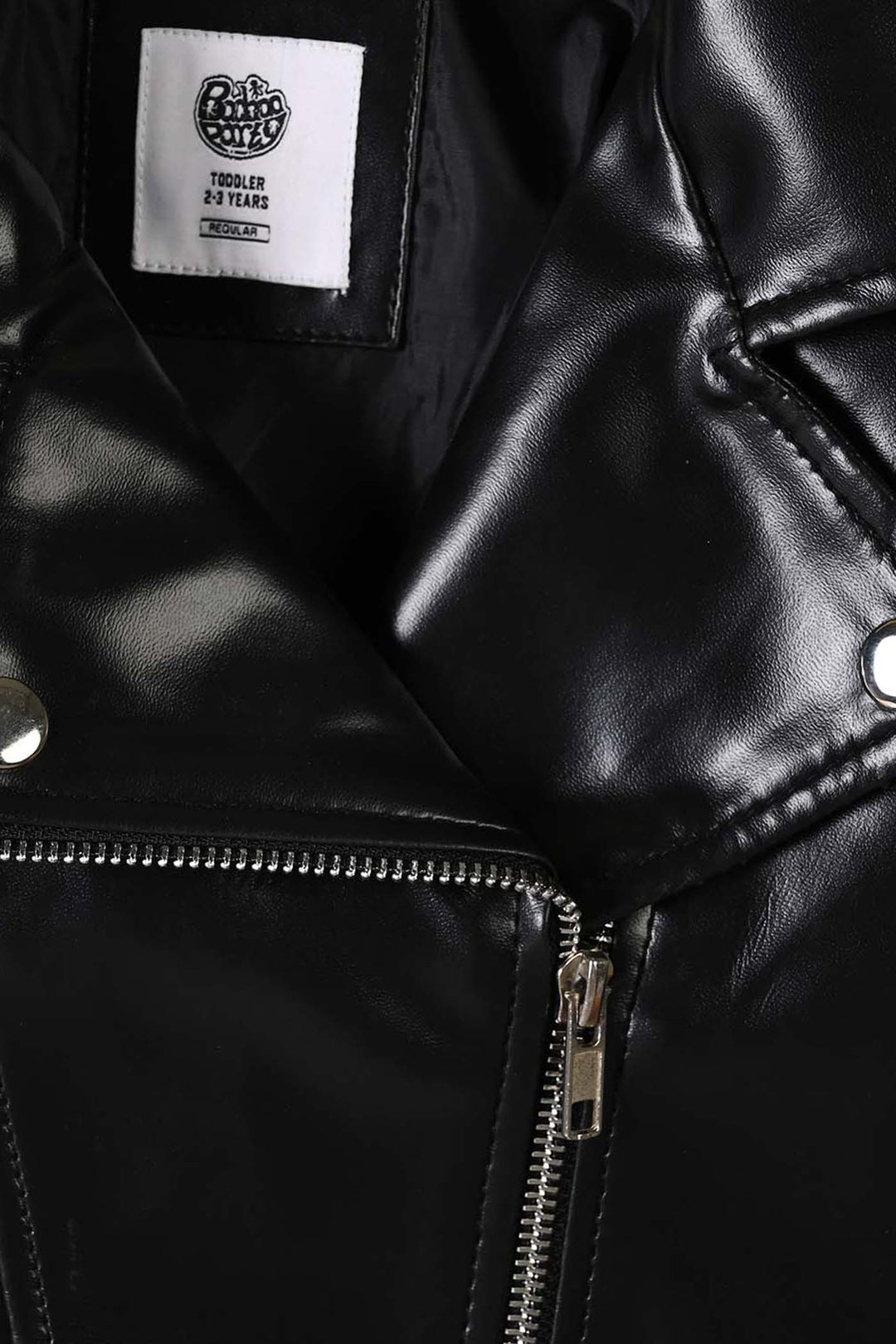 Girls PU Jacket Pu Lapel - BLACK