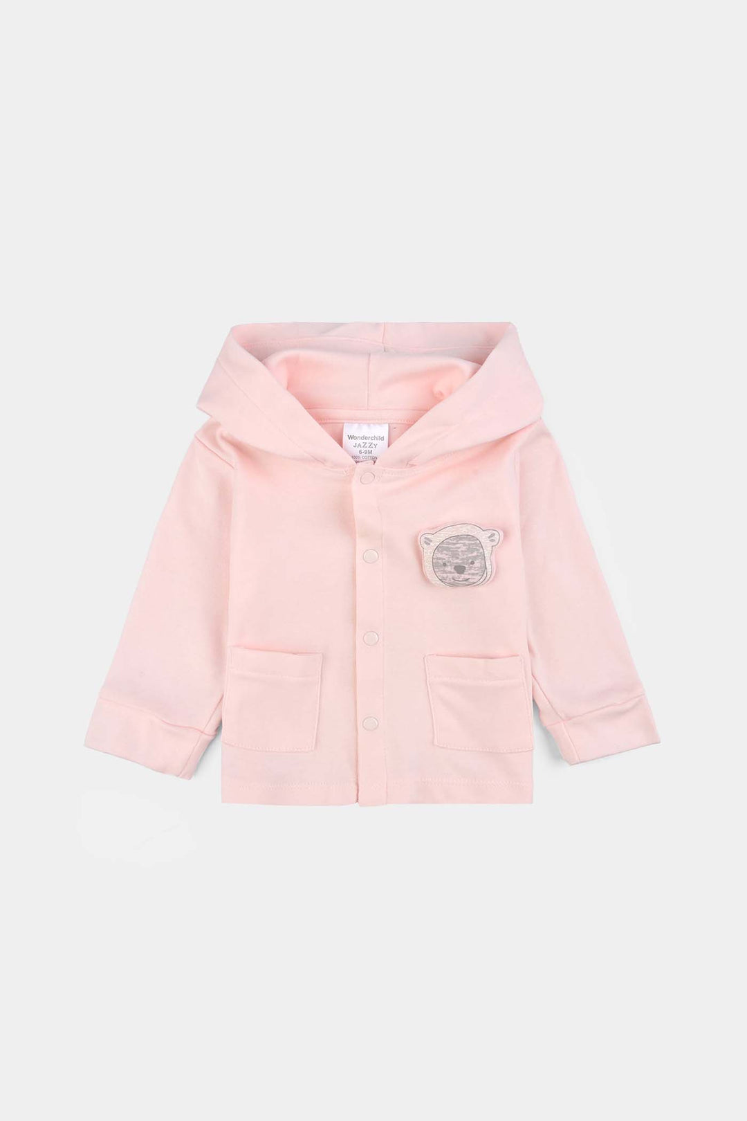 Infant Girls Cotton Interlock 3 PC Set-Pink/Grey/White