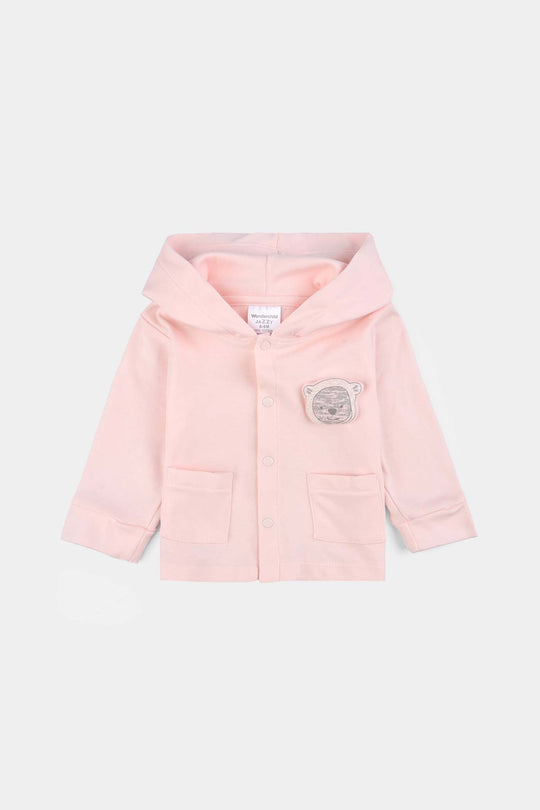 Infant Girls Cotton Interlock 3 PC Set-Pink/Grey/White