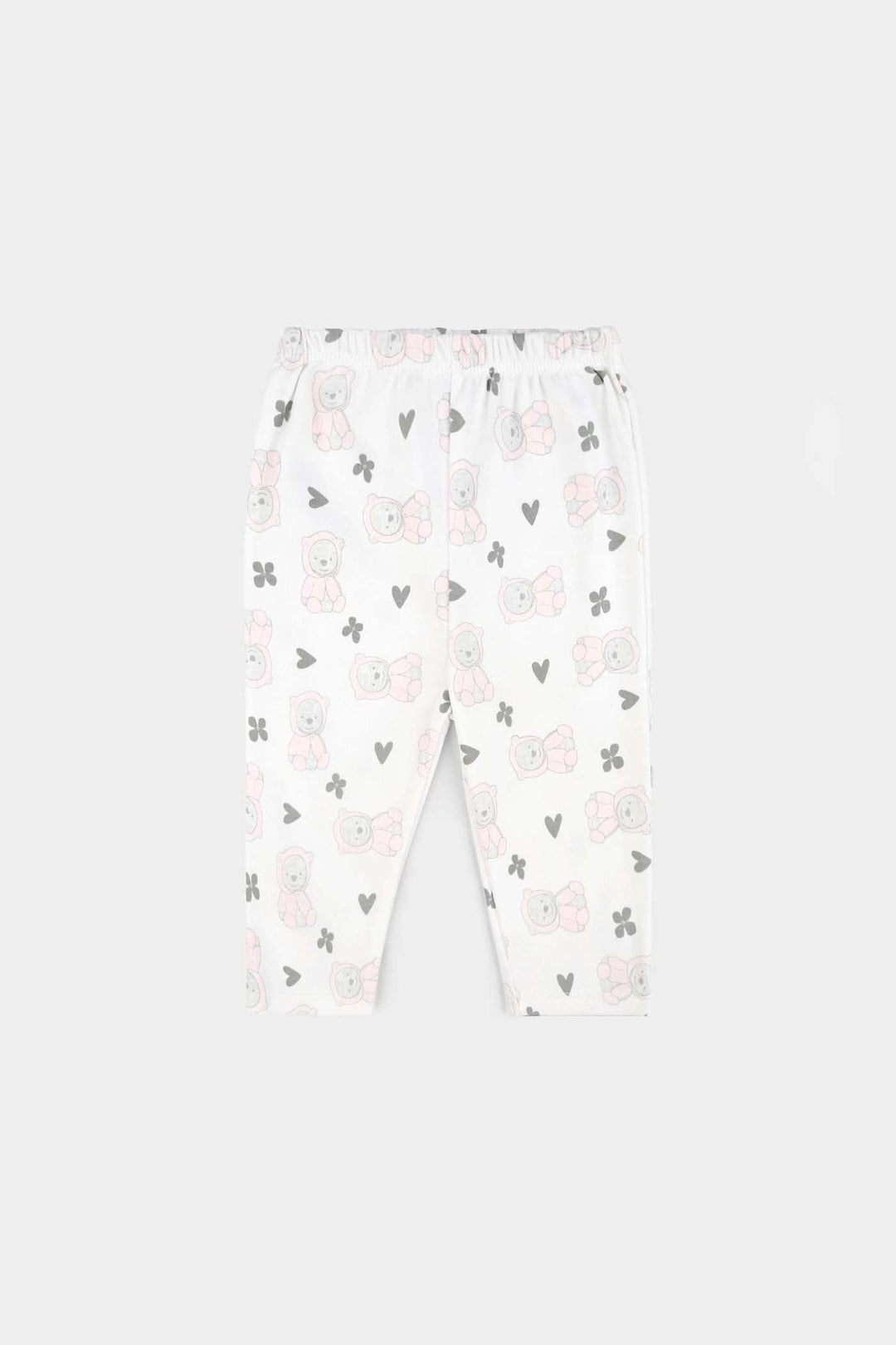 Infant Girls Cotton Interlock 3 PC Set-Pink/Grey/White