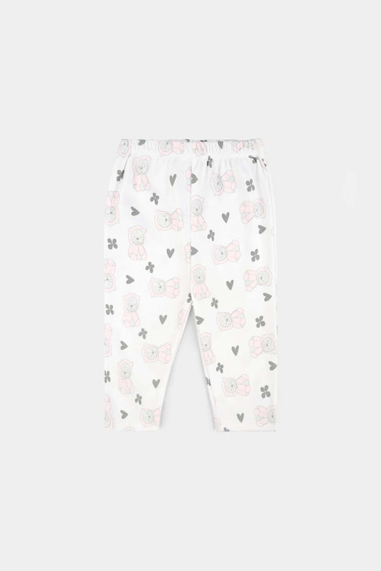 Infant Girls Cotton Interlock 3 PC Set-Pink/Grey/White