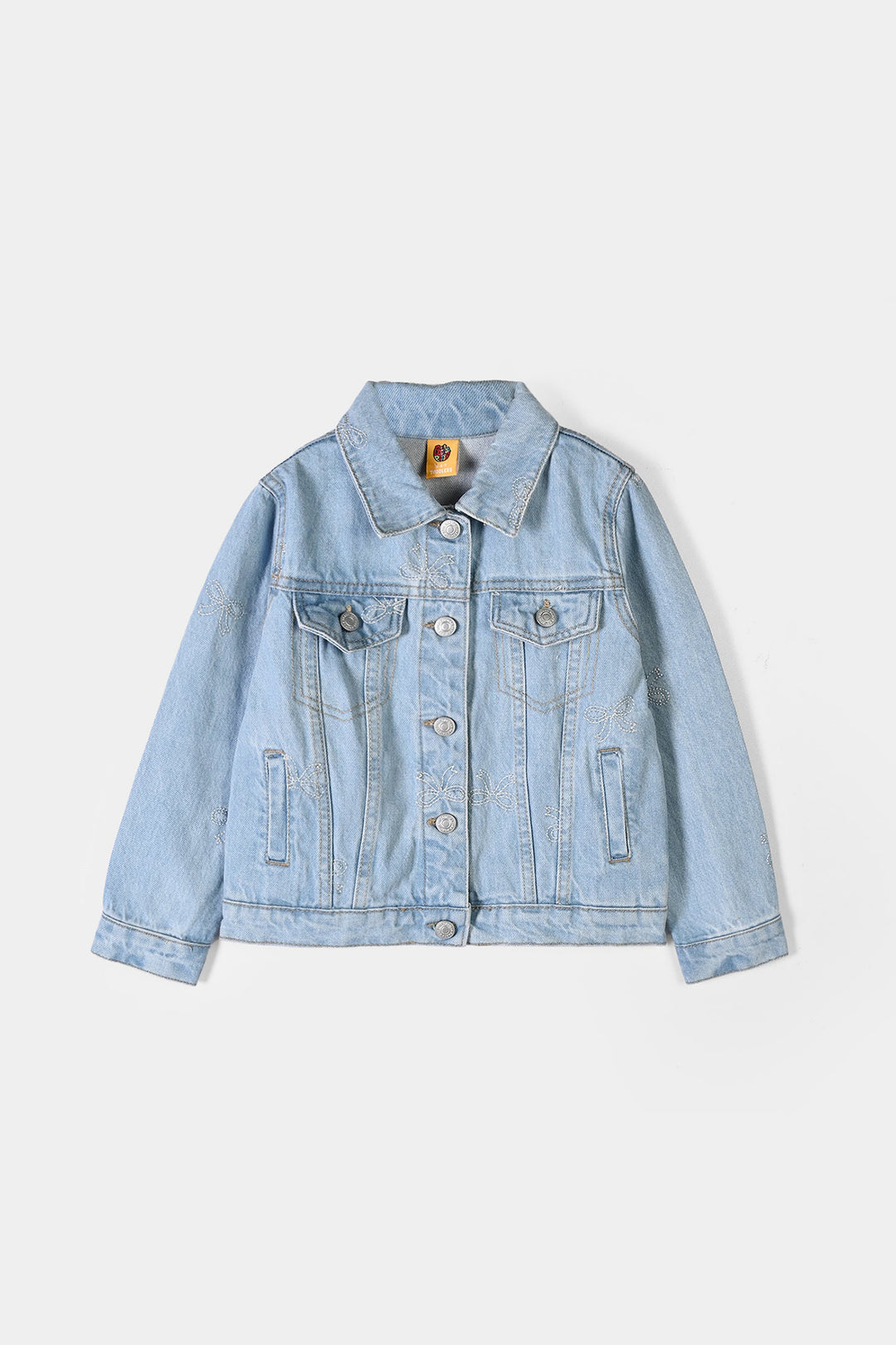 Girls Denim rigid Woven Jacket Bow-LT.Blue