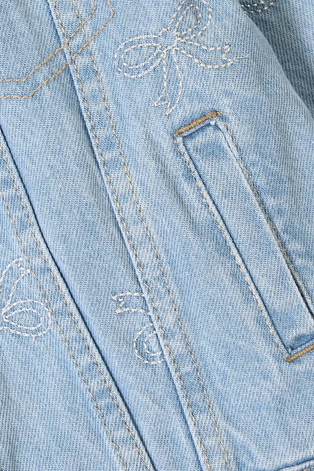 Girls Denim rigid Woven Jacket Bow-LT.Blue