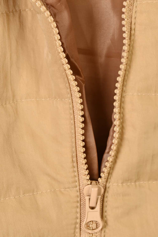 Infant Girls Puffer Romper Hooded Baby - BROWN