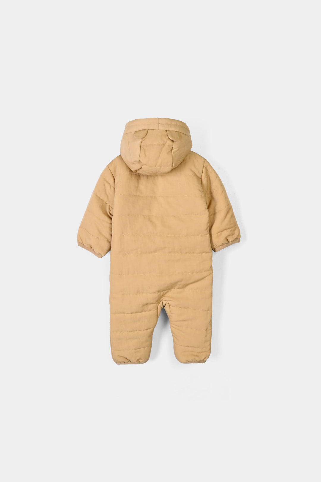 Infant Girls Puffer Romper Hooded Baby - BROWN