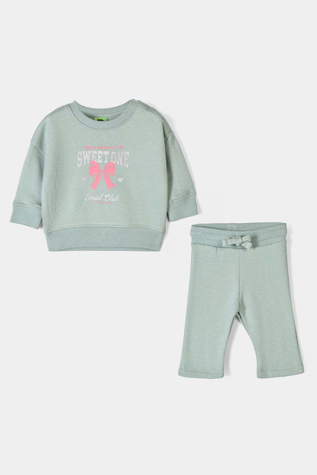 Infant Girls Fleece 2 Piece Suit Little Me - Sage Green