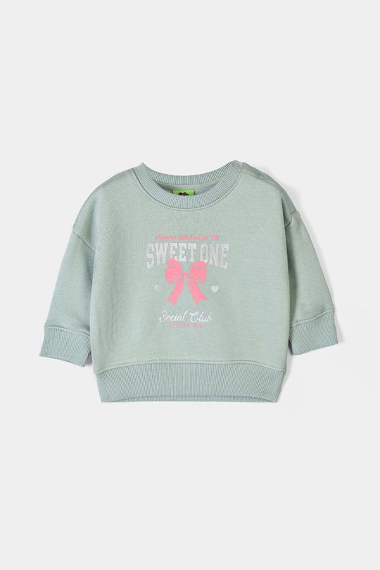 Infant Girls Fleece 2 Piece Suit Little Me - Sage Green