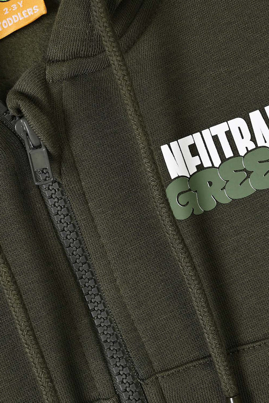 Boys Fleece Knitted Jacket Basic Green