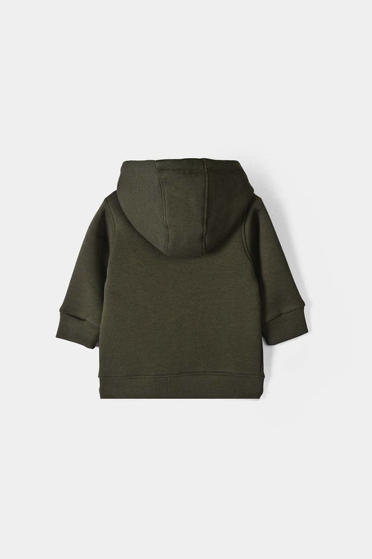 Infant Boys Fleece Knitted Jacket Skates - Olive Green