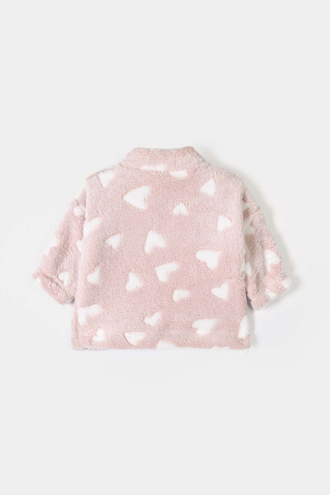 Infant Girls Sherpa 2Pcs Suit Little Hearts - PINK