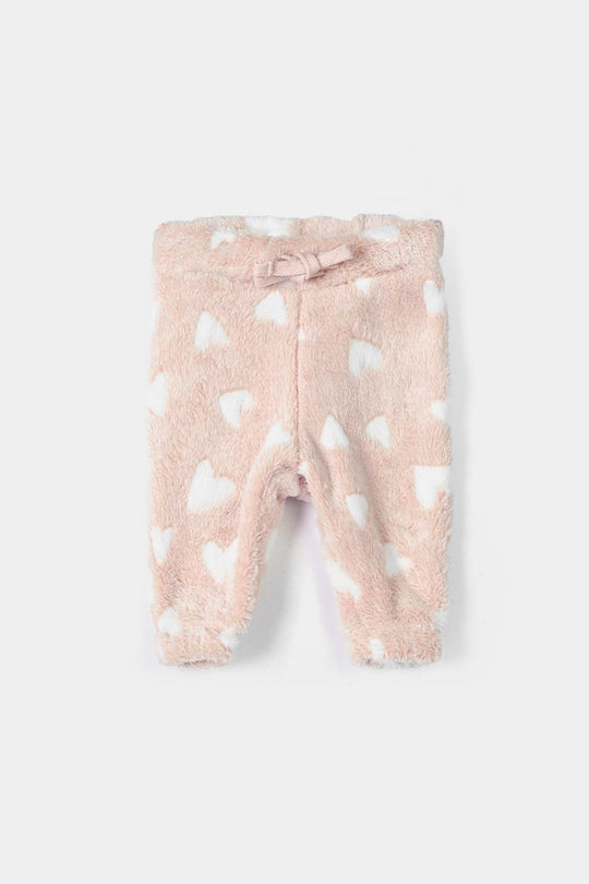 Infant Girls Sherpa 2Pcs Suit Little Hearts - PINK