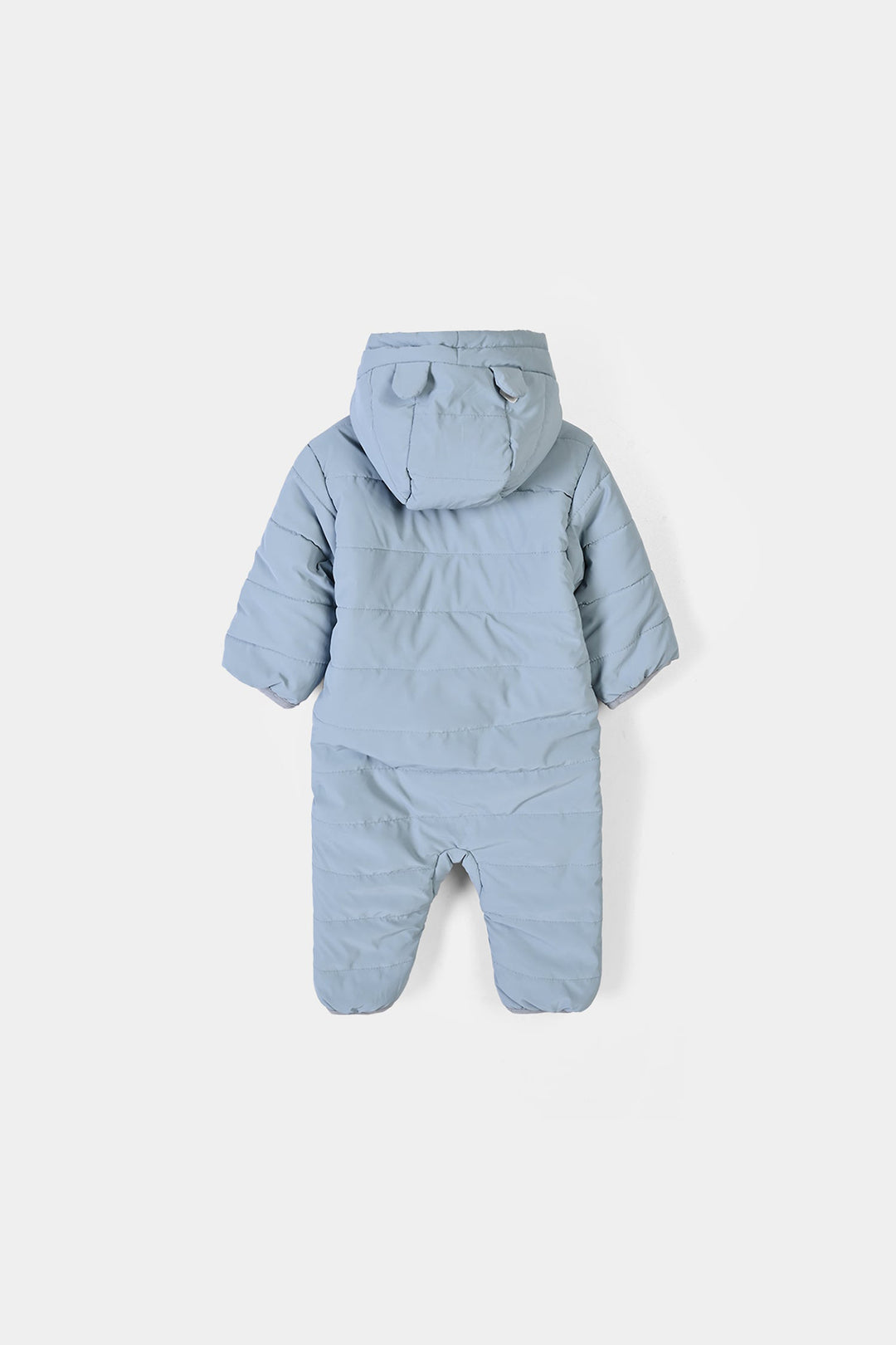 Infant Boys Puffer Romper Hooded Bear - BLUE