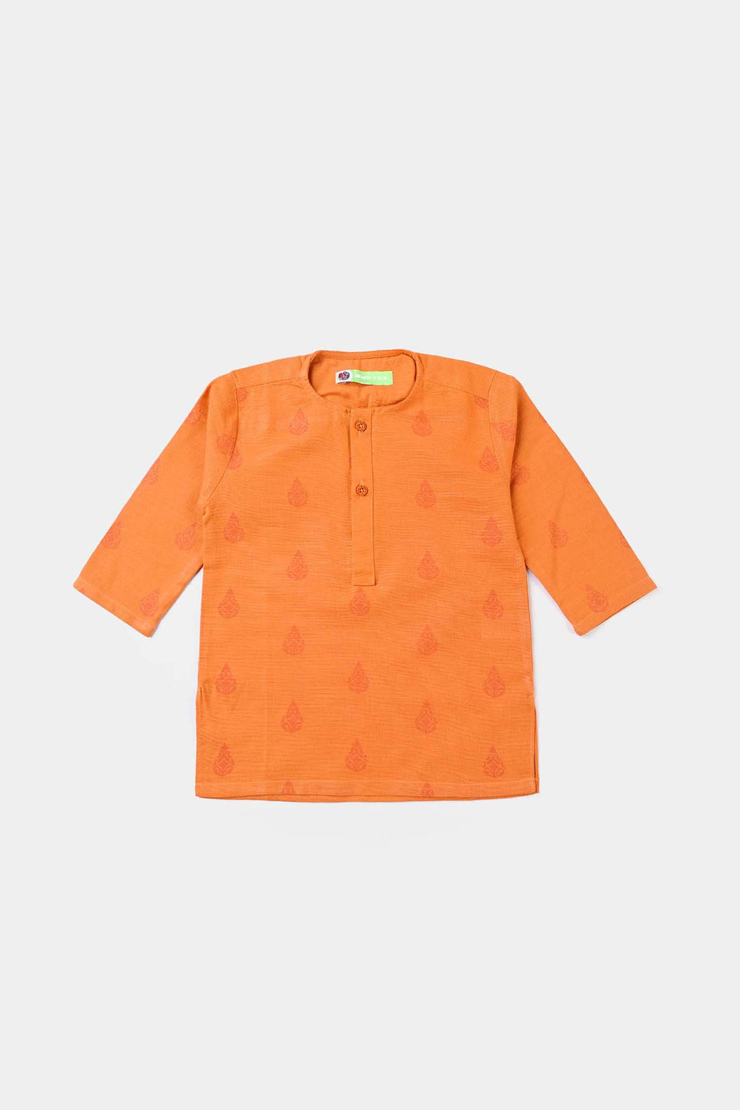 Infants Boys Cotton Slub Shalwar Suit (DAMASK)-B.Orange