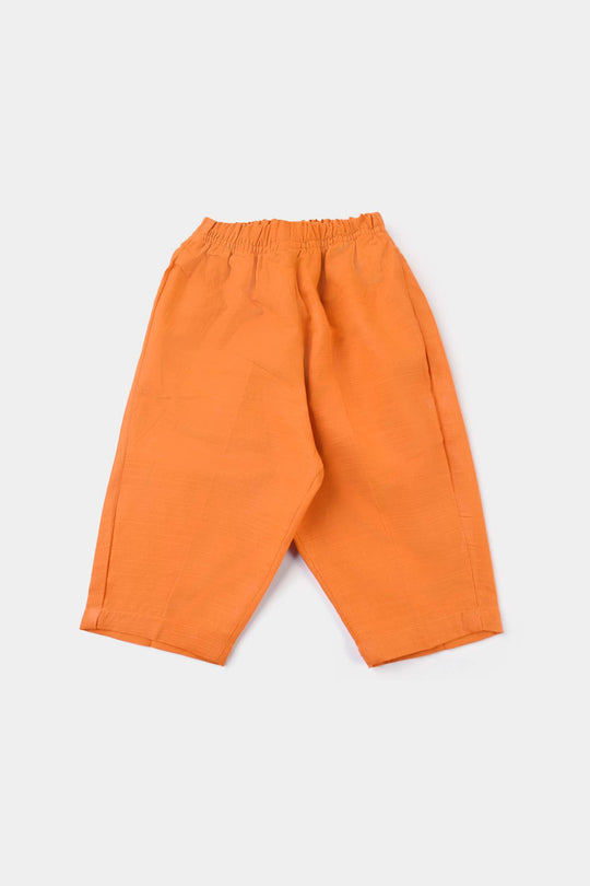 Infants Boys Cotton Slub Shalwar Suit (DAMASK)-B.Orange