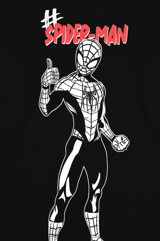 Boys Lycra Jersey T-Shirt Character - Black