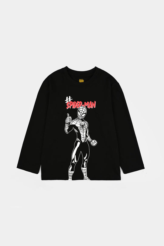 Boys Lycra Jersey T-Shirt Character - Black