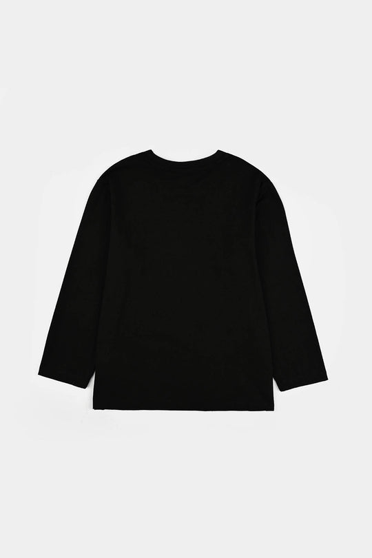 Boys Lycra Jersey T-Shirt Character - Black
