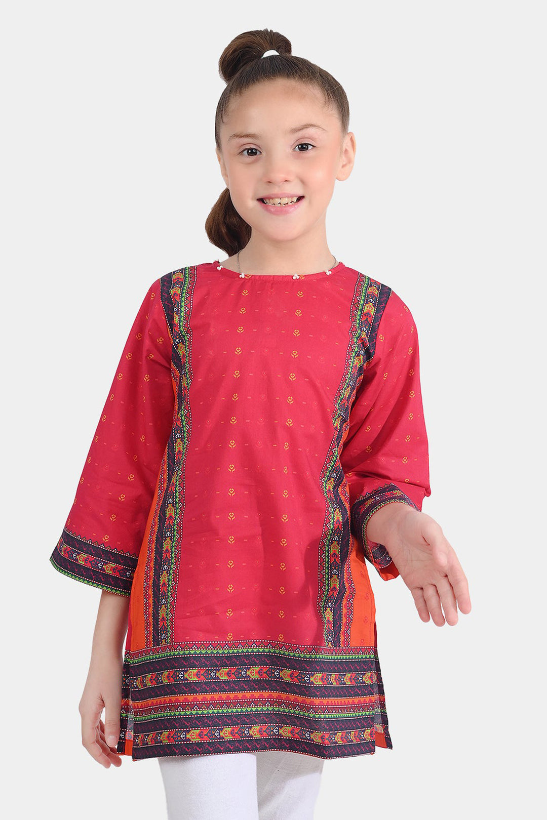 Girls Cotton Poplin Printed Kurti Desired-Multi