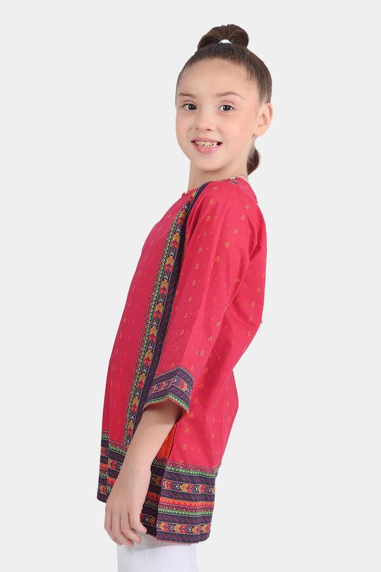 Girls Cotton Poplin Printed Kurti Desired-Multi