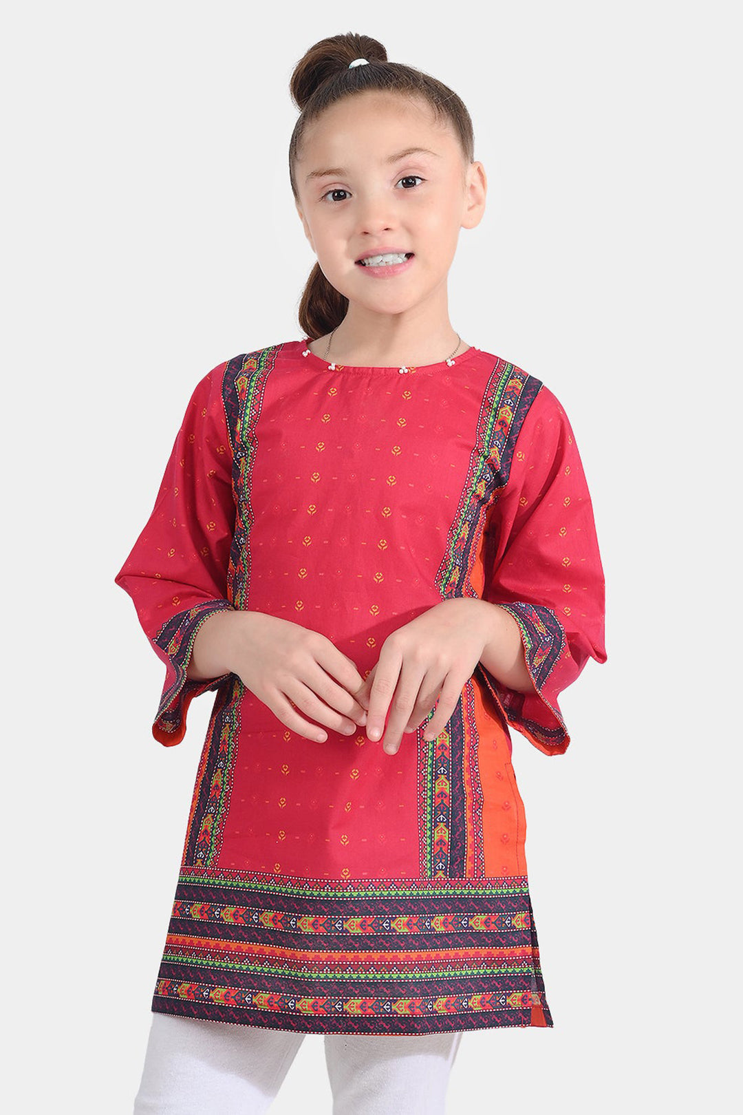 Girls Cotton Poplin Printed Kurti Desired-Multi