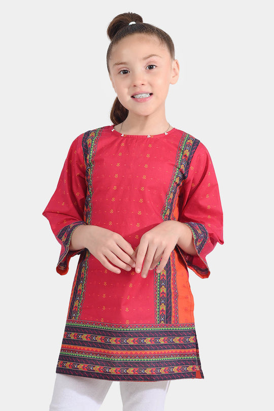 Girls Cotton Poplin Printed Kurti Desired-Multi