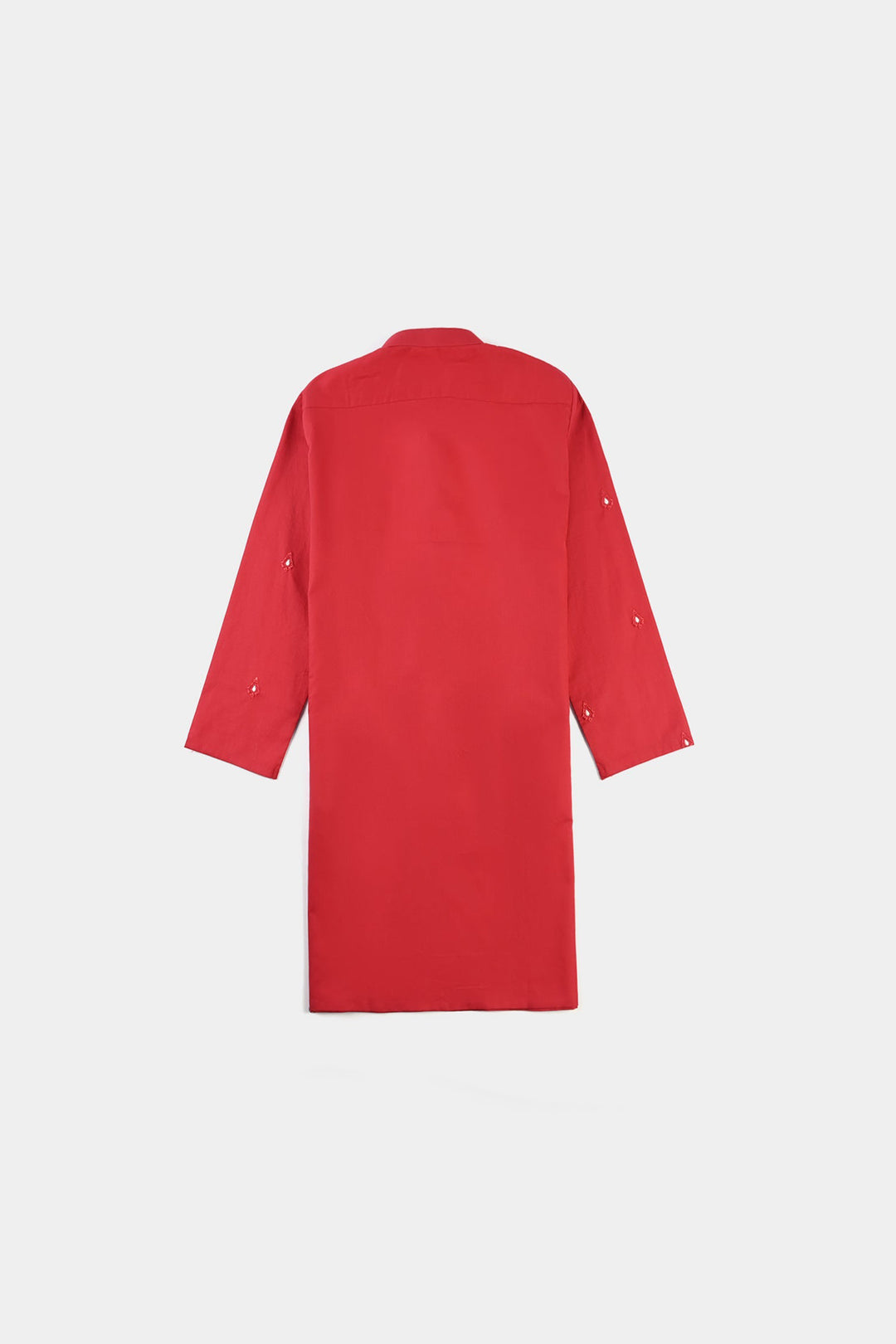 Boys Cotton Poplin Embroidered Kurta (Ornamental)-Red