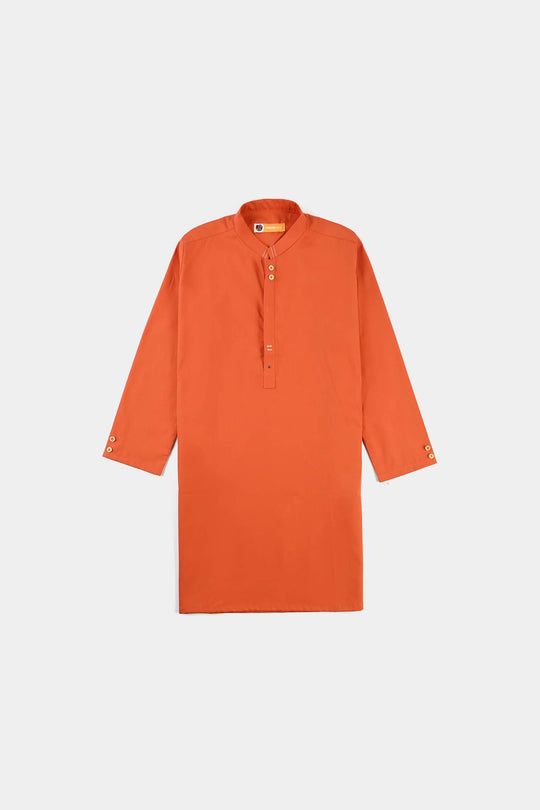 Boys Cotton Poplin Kurta Pajama Suit-BROWN