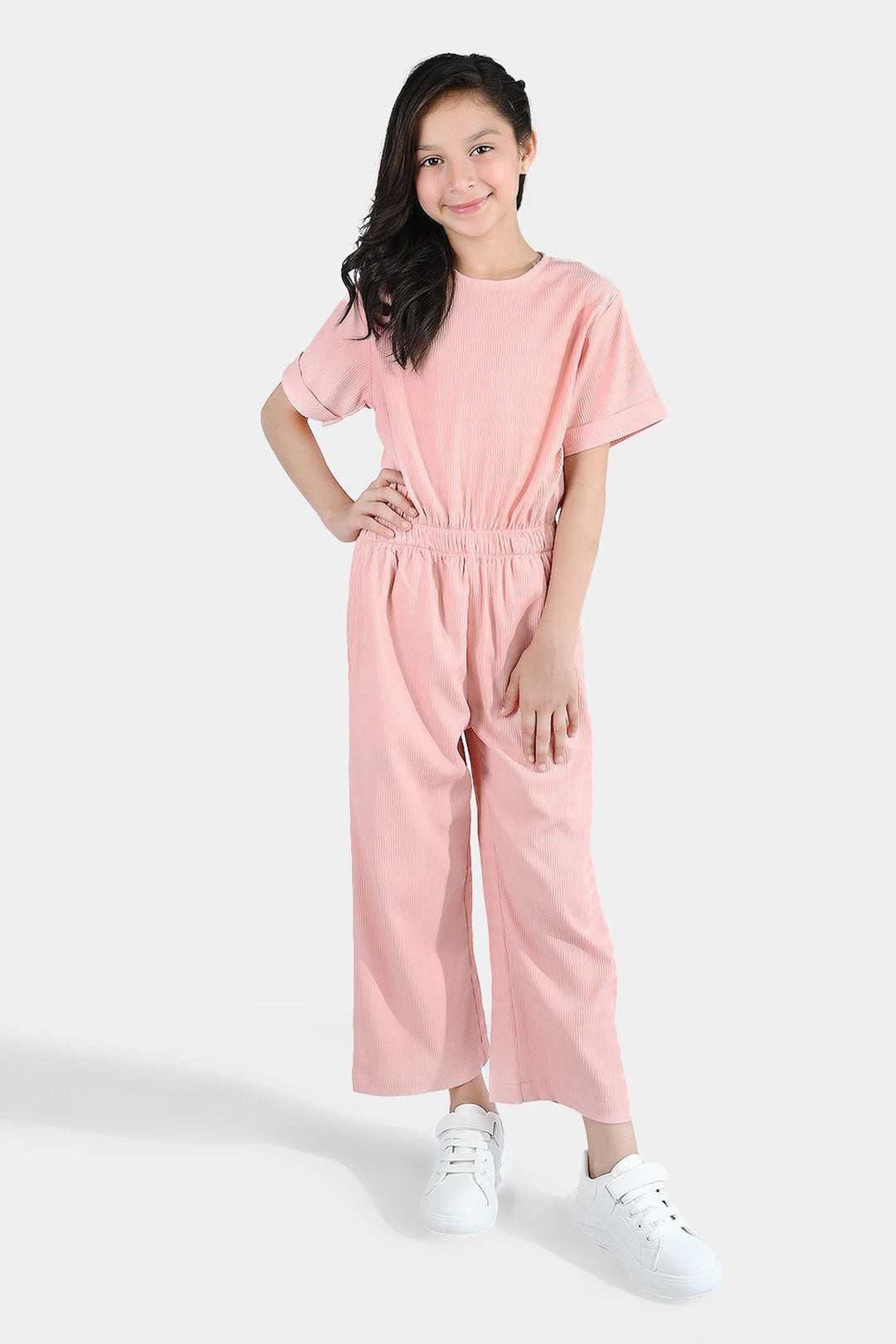 Girls Polyester Jumpsuit Blush-Peach