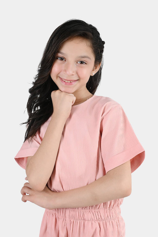 Girls Polyester Jumpsuit Blush-Peach