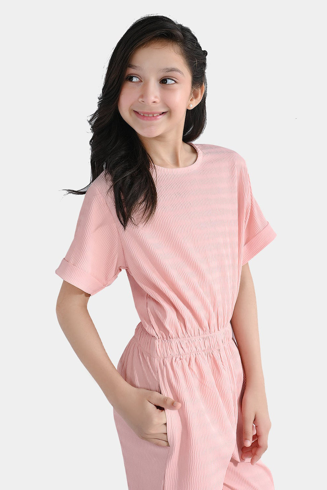 Girls Polyester Jumpsuit Blush-Peach