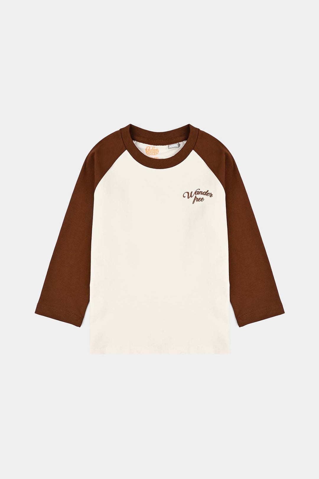 Boys Cotton Jersey T-Shirt Wander Free - Brown/White
