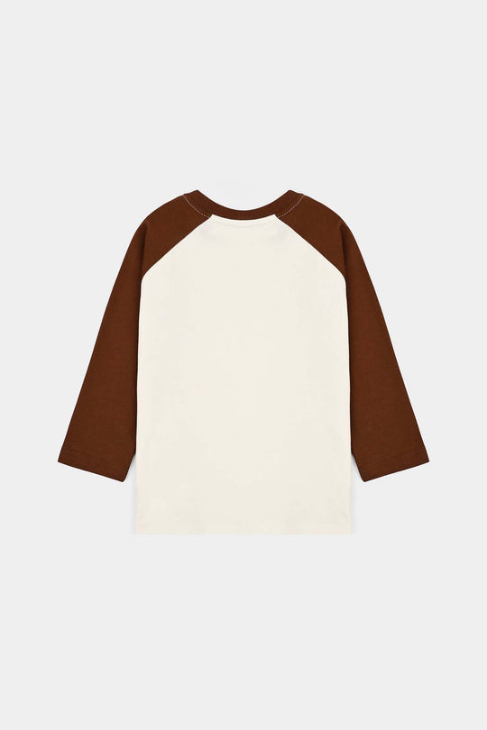 Boys Cotton Jersey T-Shirt Wander Free - Brown/White