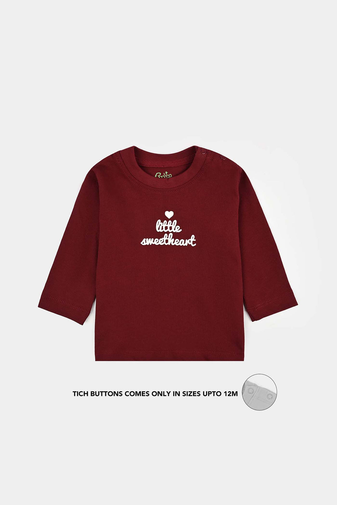 Infant Girls Cotton Jersey T-Shirt little Sweet Heart - Maroon