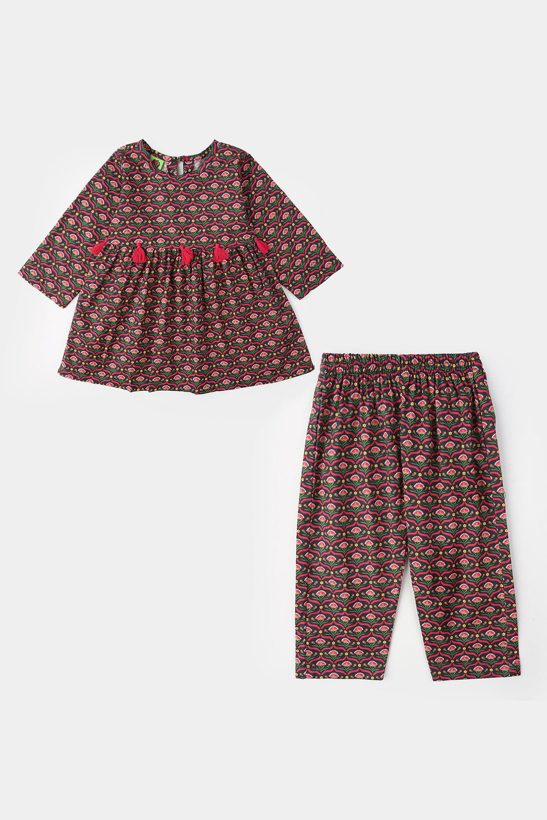 Infant Girls Cotton Printed 2-Pcs Suit - Multi