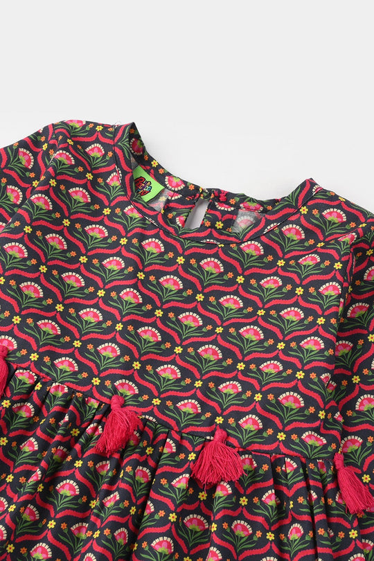 Infant Girls Cotton Printed 2-Pcs Suit - Multi