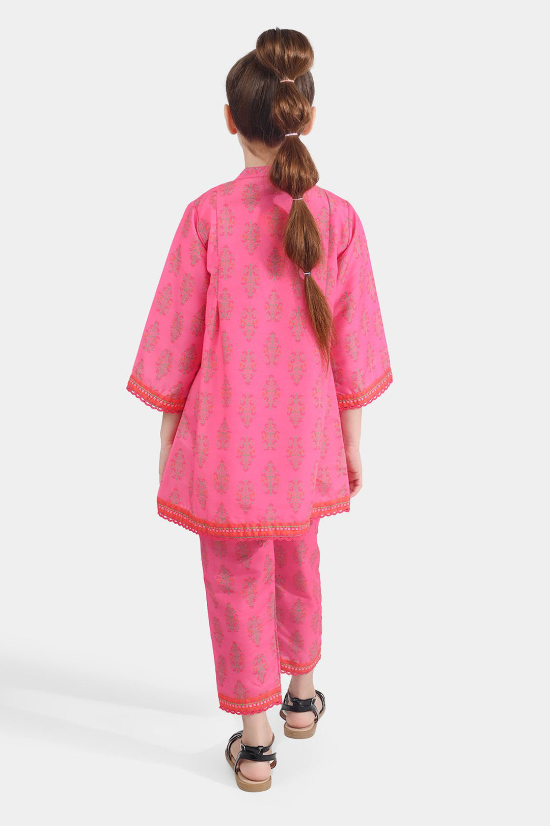 Girls Poly Cambric Printed 2 Pcs Bliss-Pink