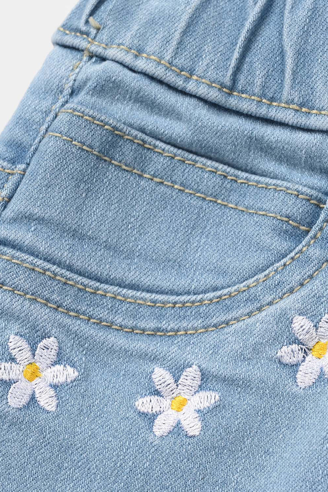 Girls Denim Stretch Jeggings Light Flower - Light Blue