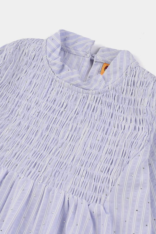 Girls Poly Net Casual Top Smoking - Lilac