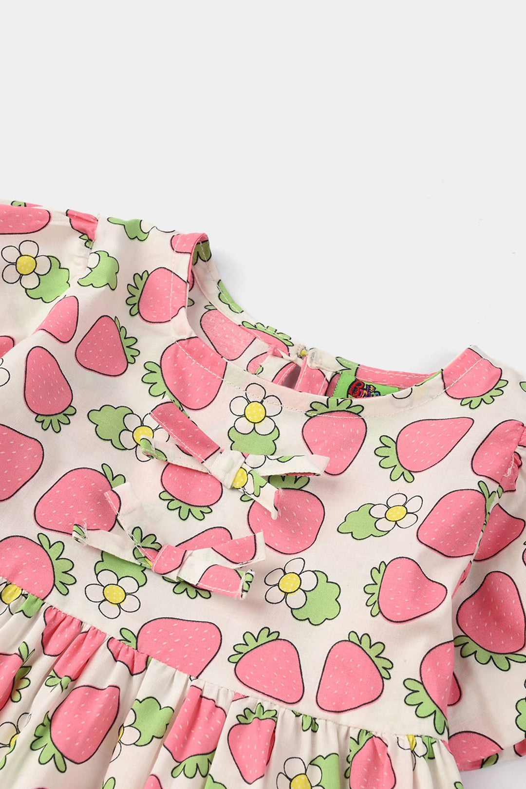 Infant Girls Cotton Casual Frock (Strawberry) - Multi