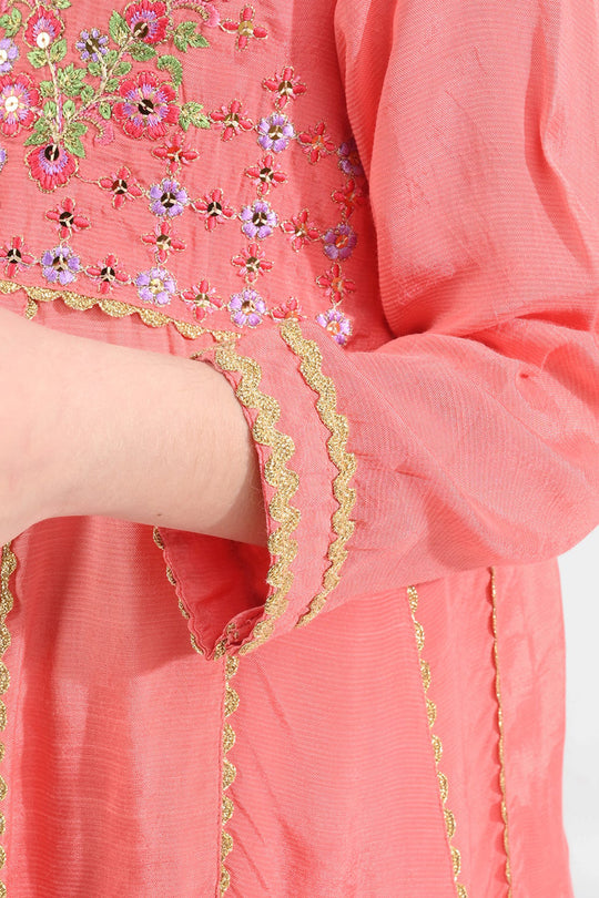 Girls Raw Silk 4Pcs Rashk-E- Chaman-Paradise Pink