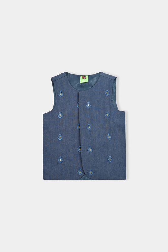 Infant Boys Poly Viscose 3 Piece Suit (Monotone)-Blue