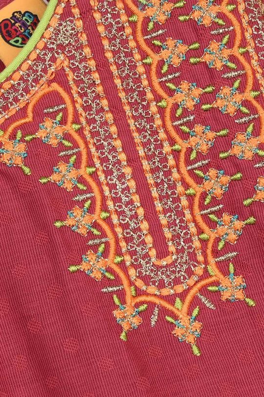 Girls Viscose 3-Piece Set (Falak) - Magenta