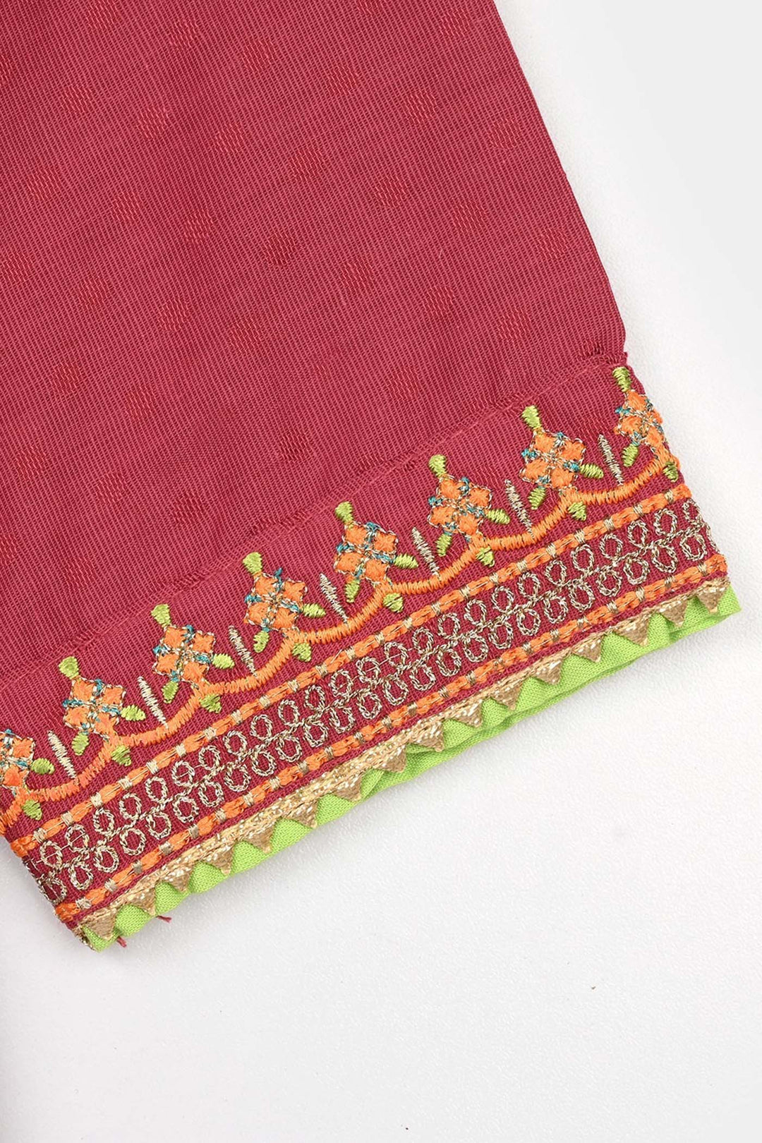 Girls Viscose 3-Piece Set (Falak) - Magenta